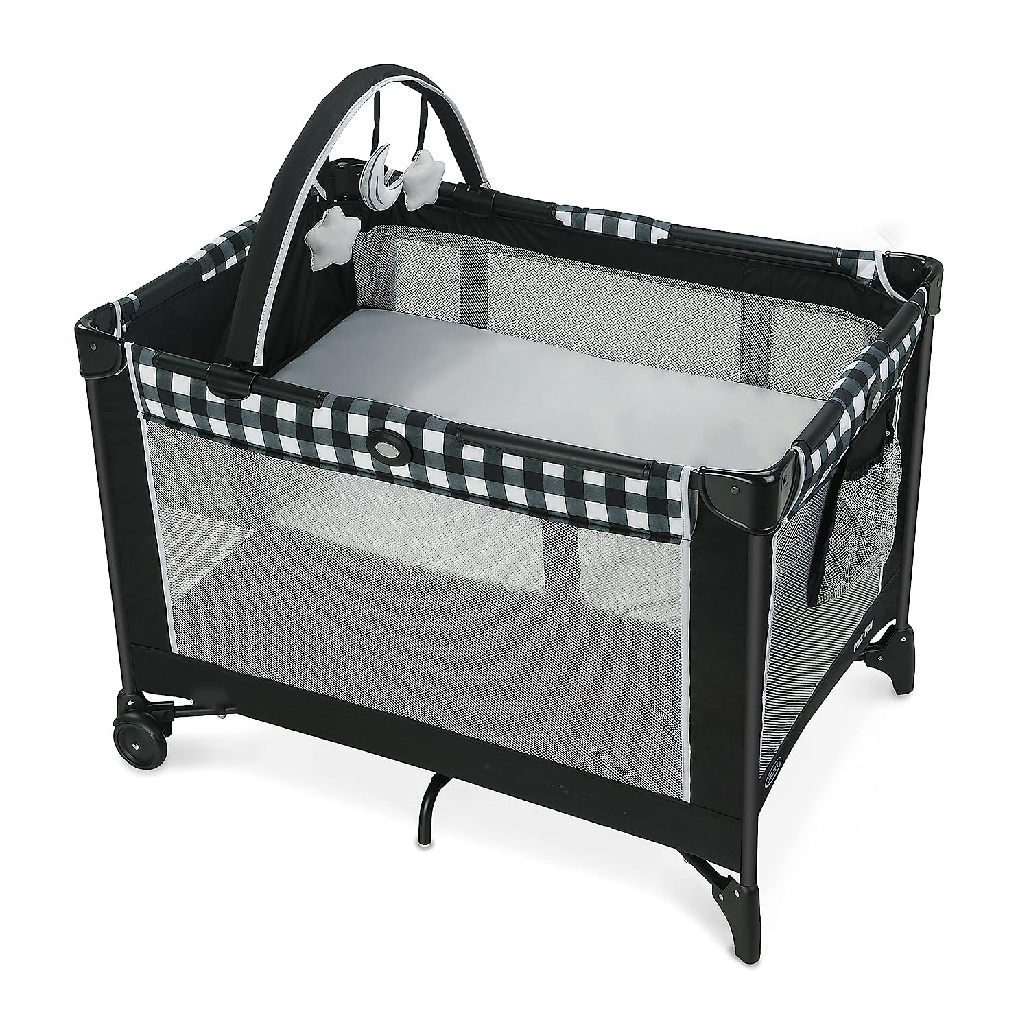 Pack and Play Portable Playard, Push Button Compact Fold, Carnival