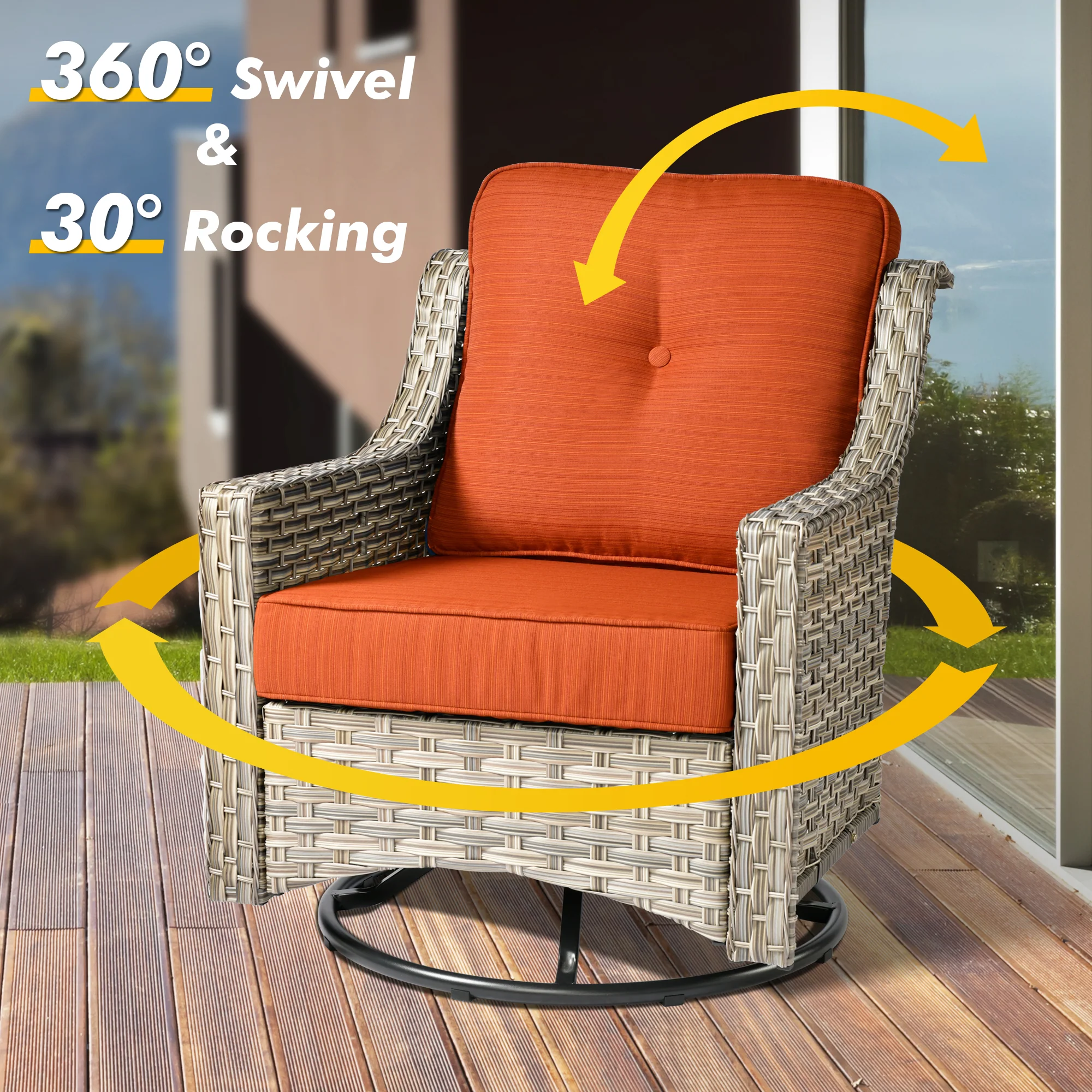 Ovios Conversation Set 5-Piece PAD Series include Rocking Chair & 47