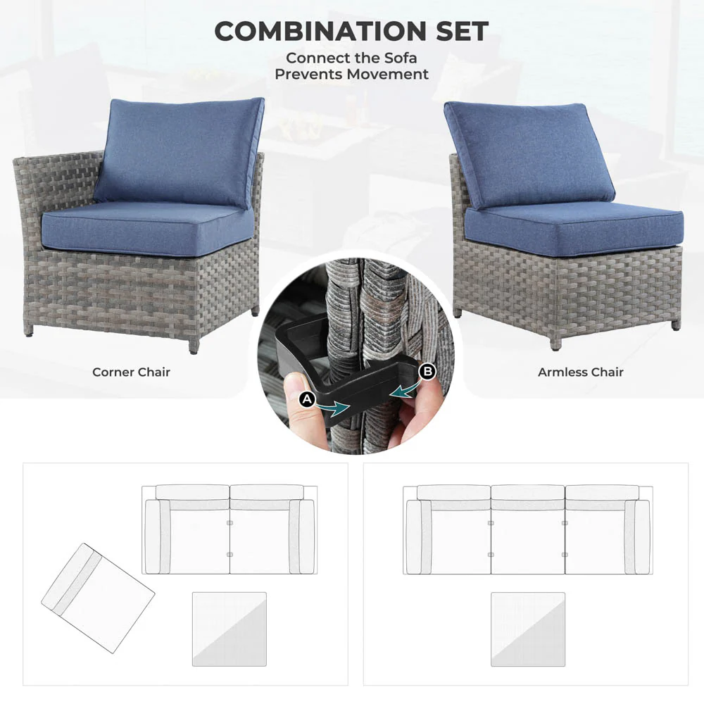 Ovios New Rimaru Series Patio Furniture Set 10-Piece include 42