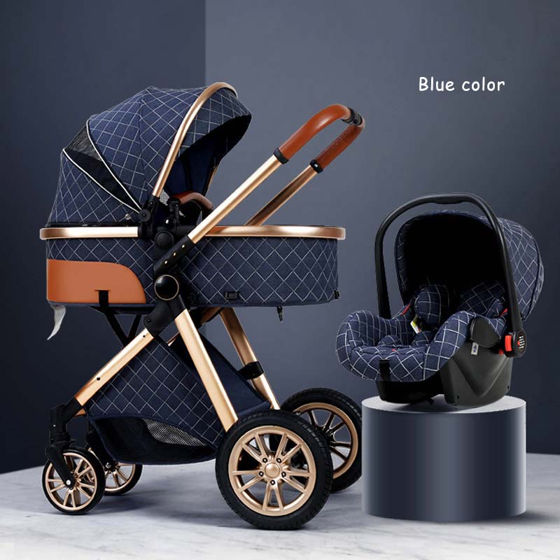 High Landscape Baby Stroller 3 in 1 Travel Luxury Pram Shock-Resistant Pushchair
