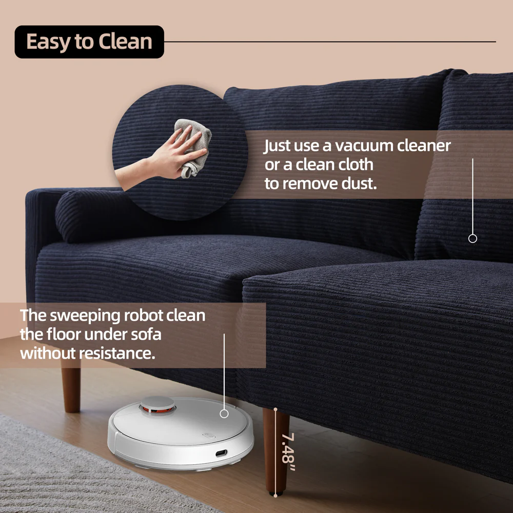 Ovios  78.74'' Luxe Loveseat Sofa with Suede or Corduroy, and 2 Comfy Pillows