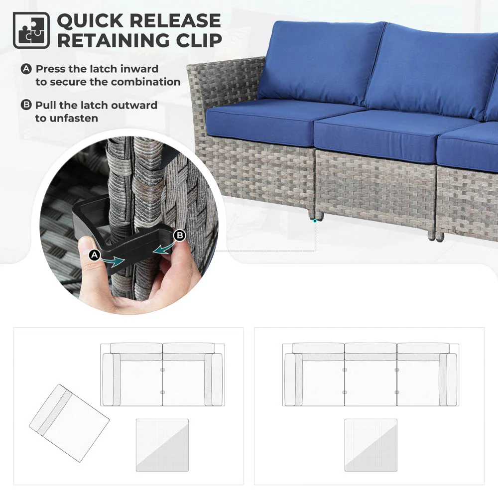 Ovios New Rimaru Series Patio Furniture Set 10-Piece include 42