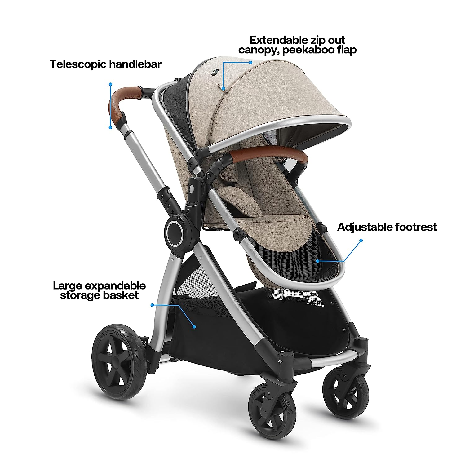 Baby Stroller with Removable Bassinet - Full-Size Baby Strollers for Comfortable Outings with Baby - Toddler Stroller with Reversible Stroller Seat - Smooth Glide Bassinet Stroller