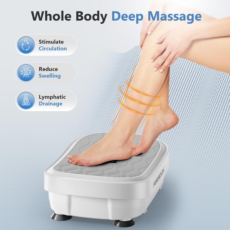 FEIERDUN Vibration Plate Exercise Machine,Lymphatic Drainage Machine, Power Plate Vibration Platform w/ Loop Bands for Wellness and Fitness