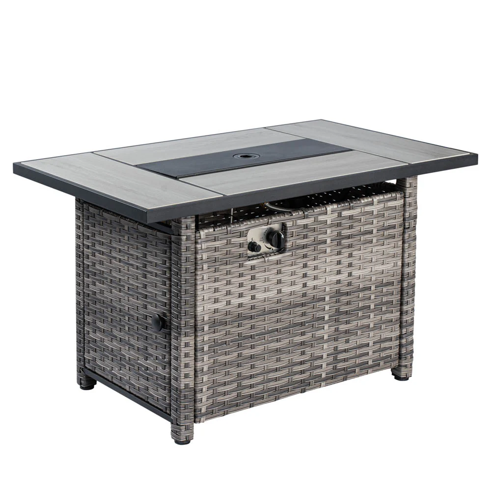 Ovios Patio Furniture Set 15-Piece with 42.12'' Fire Pit and Glass Table