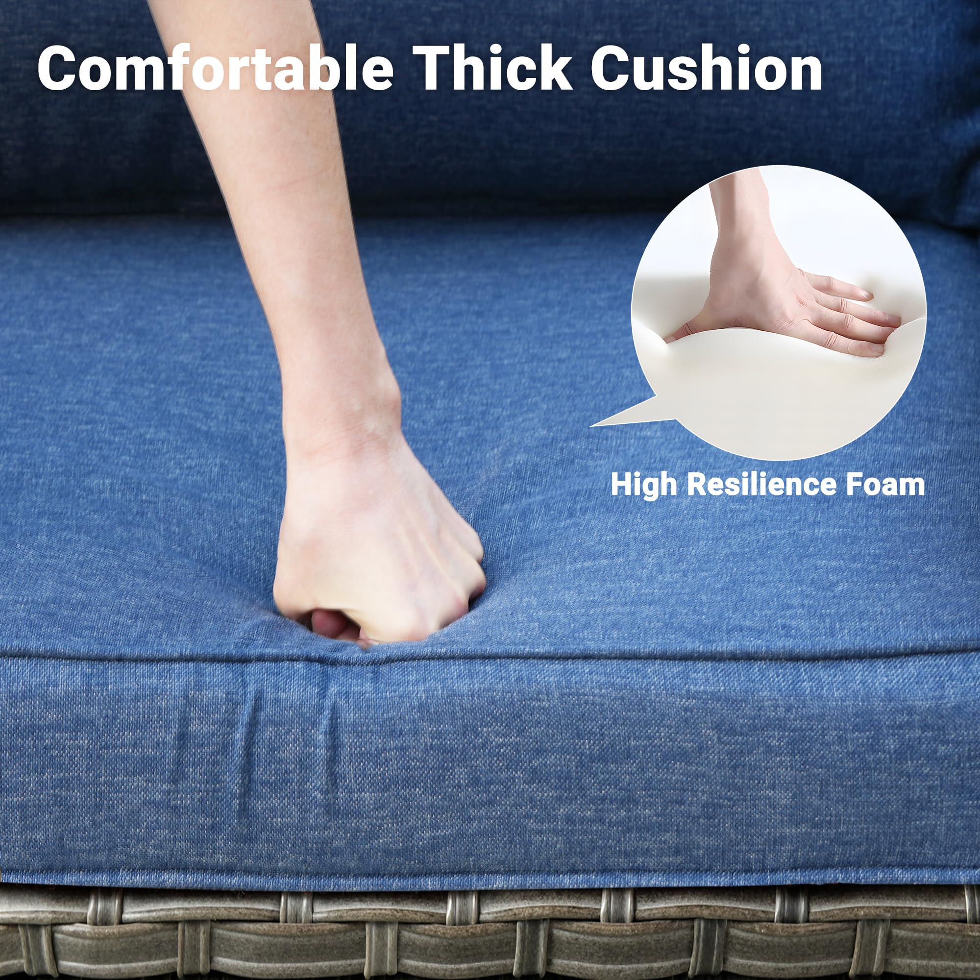 Ovios 7 Pieces Patio Furniture Set, Outdoor Wicker Sofa with Rocking Swivel Chairs