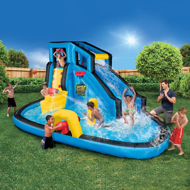Banzai Battle Blast Inflatable Outdoor Water Park & Slide, Ages 5 & Up, Unisex