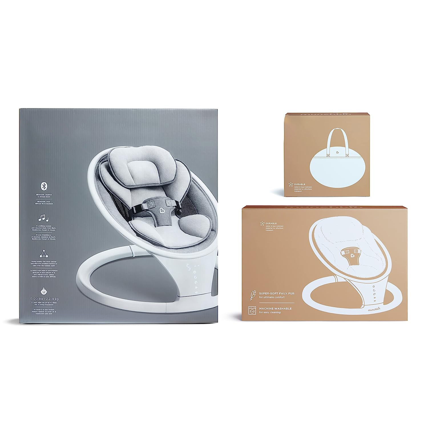 Bluetooth Enabled Lightweight Baby Swing with Natural Sway in 5 Ranges of Motion, Includes Remote Control