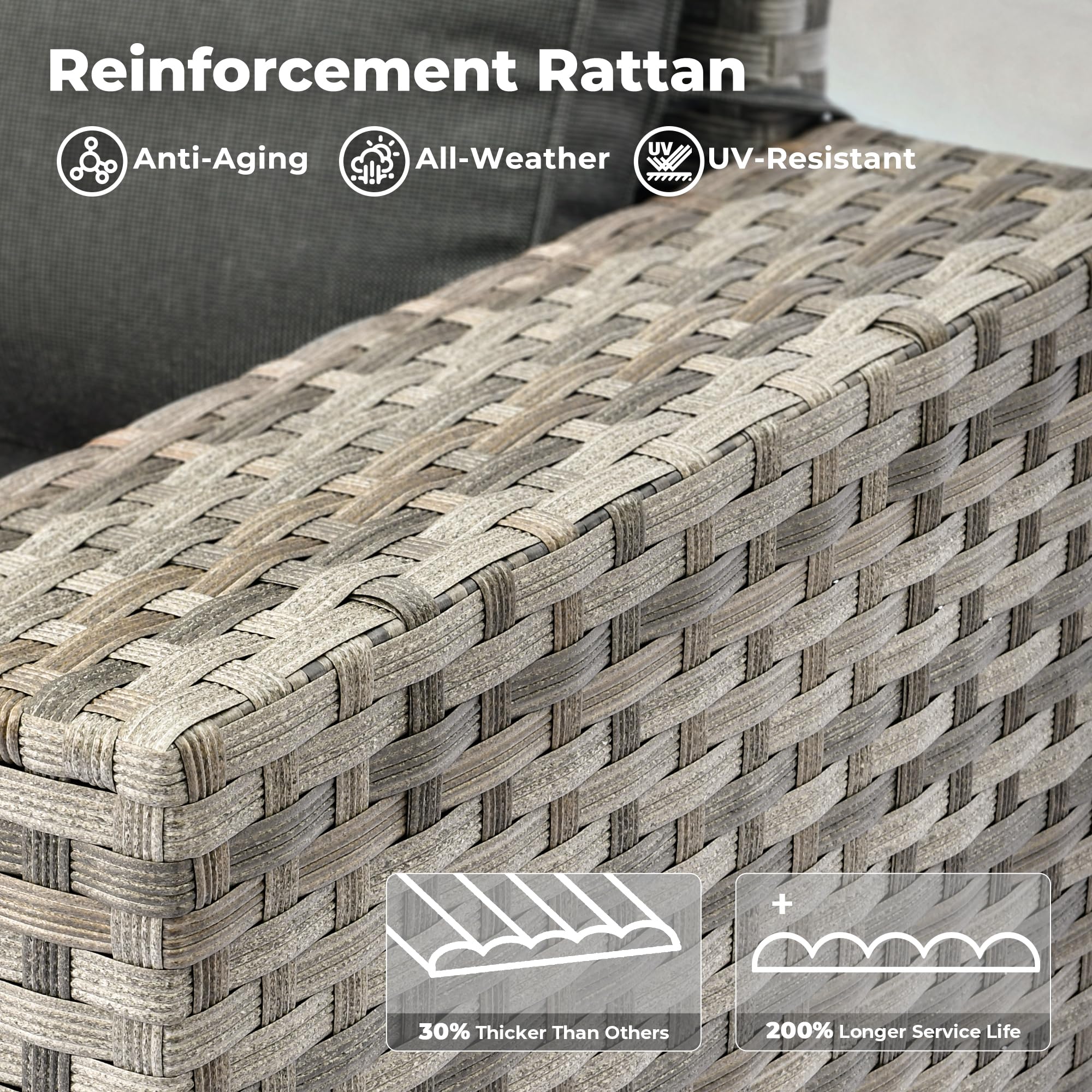 Ovios 8 Pieces Patio Furniture Set, Outdoor Sectional Sofa with Swivel Rocking Chair