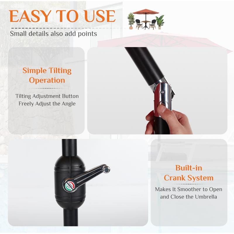 9.8ft Offset Patio Cantilever Parasol Outdoor Sunshade with Easily Adjustable Tilt, 8 Ribs, UV Protection for Backyard, Lawn and Pool