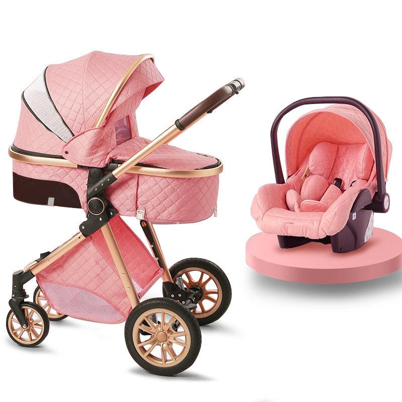 Perfect Pink Premium 3-in-1 Baby Stroller