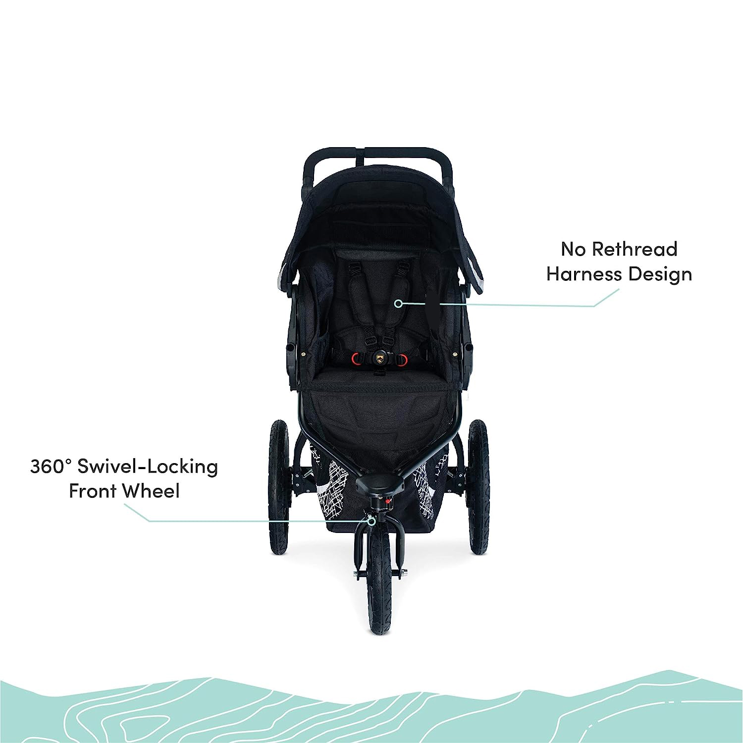 Gear Revolution Flex 3.0 Jogging Stroller, Lunar - Ultra-Reflective Accents