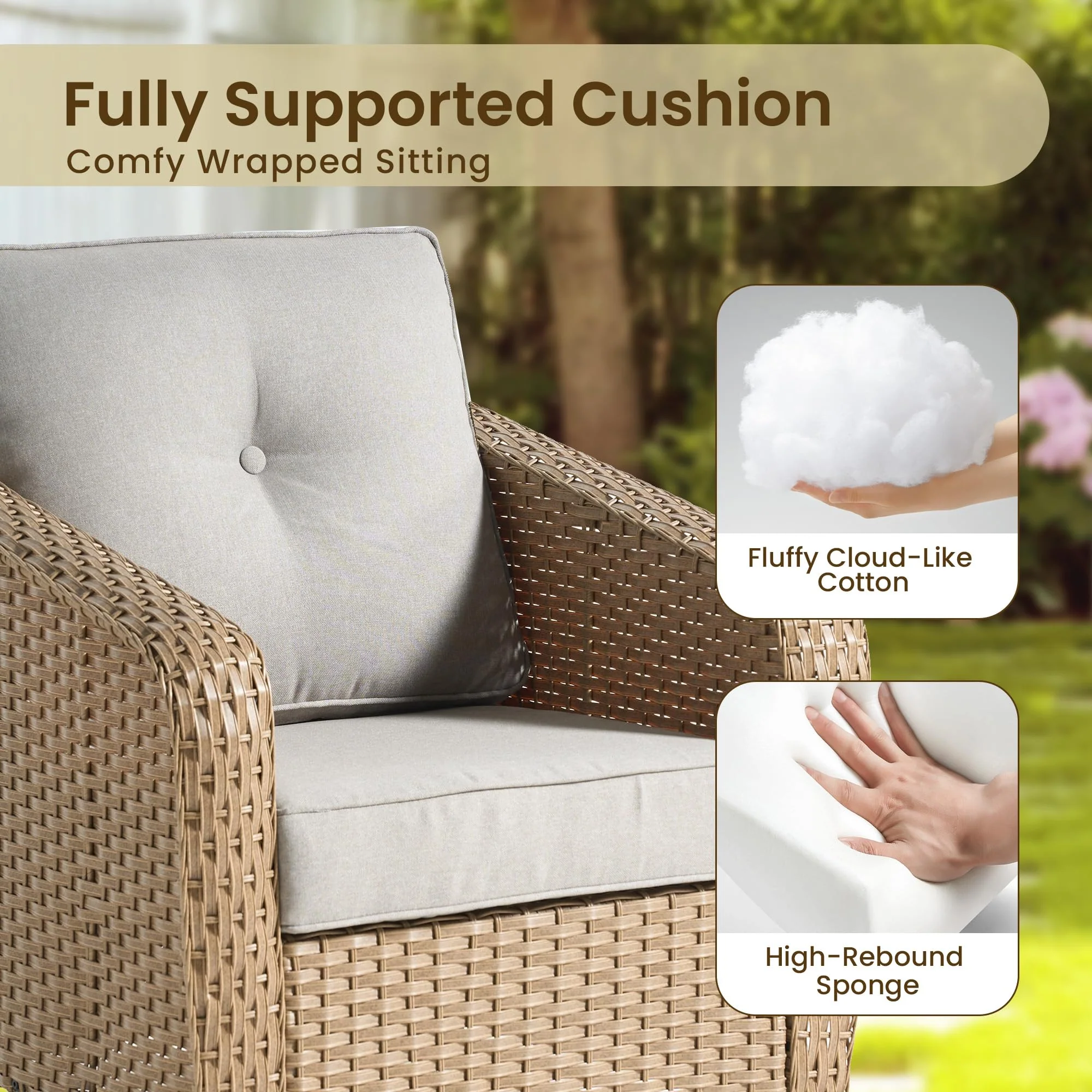 ovios 3 Pieces Patio Glider Chair Set, Outdoor Rocking Chairs of 2