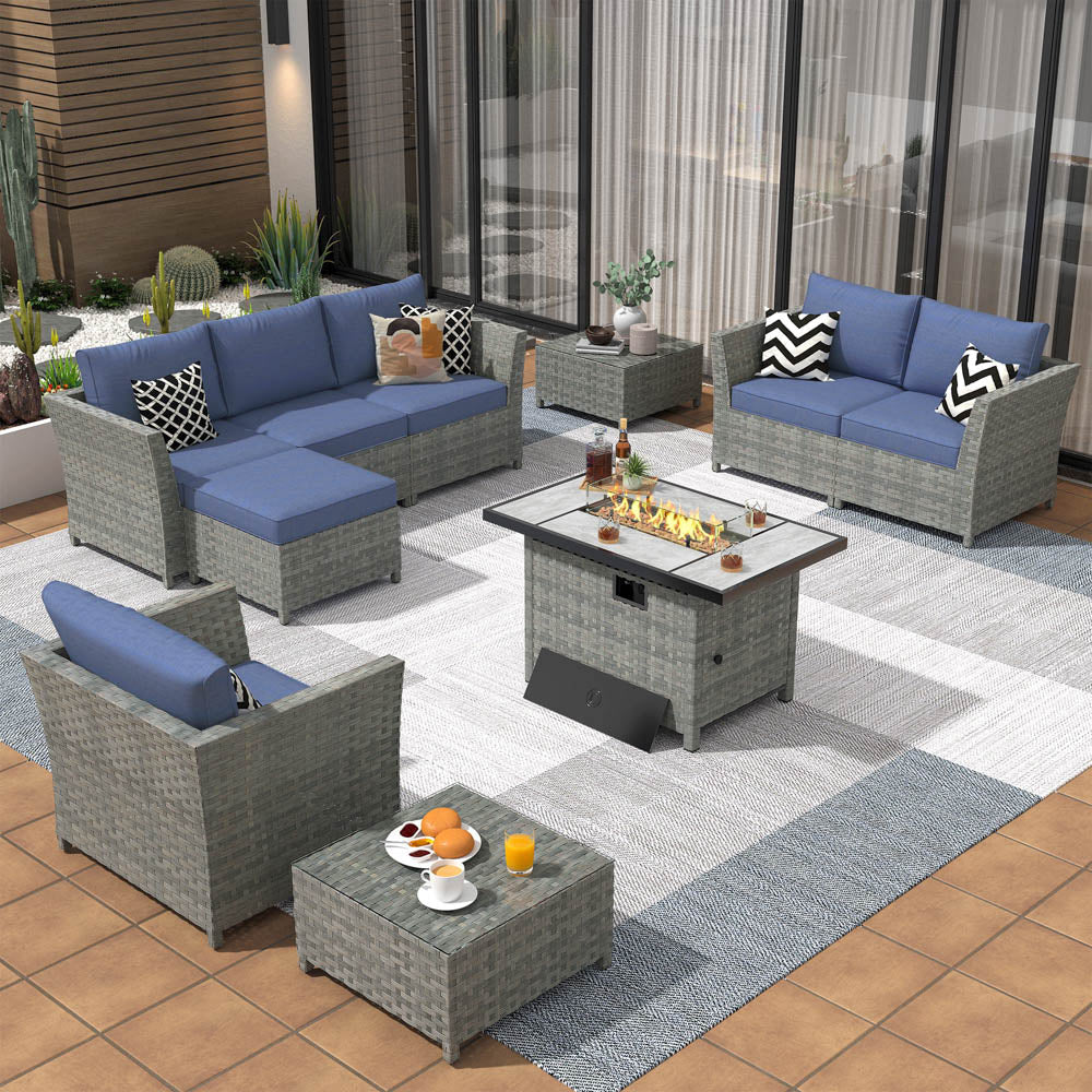 Ovios New Rimaru Series Patio Furniture Set 10-Piece include 42