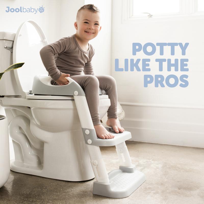 Baby Potty Training Seat with 2 Step Ladderfor Toddlers-Soft Cushioned Seat & SplashGuard, Adjustable Height