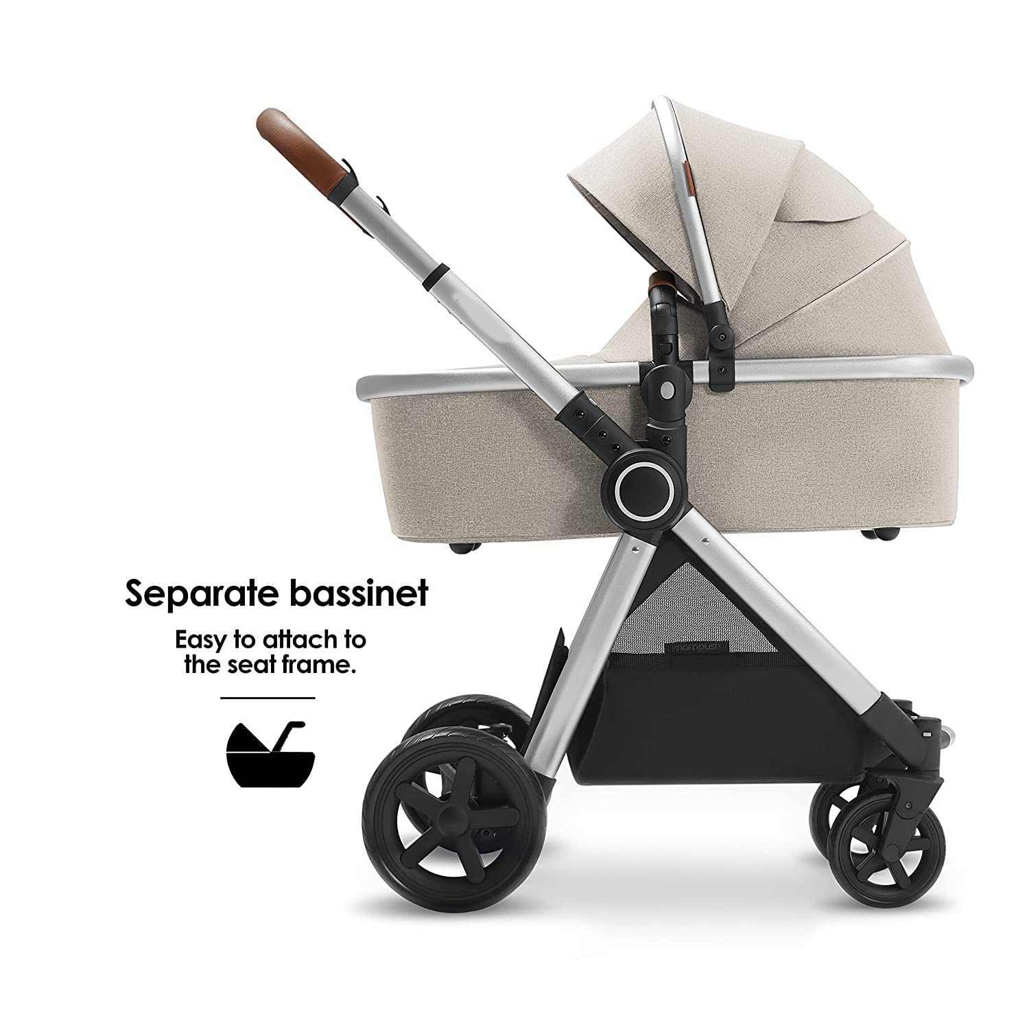 Baby Stroller with Removable Bassinet - Full-Size Baby Strollers for Comfortable Outings with Baby - Toddler Stroller with Reversible Stroller Seat - Smooth Glide Bassinet Stroller
