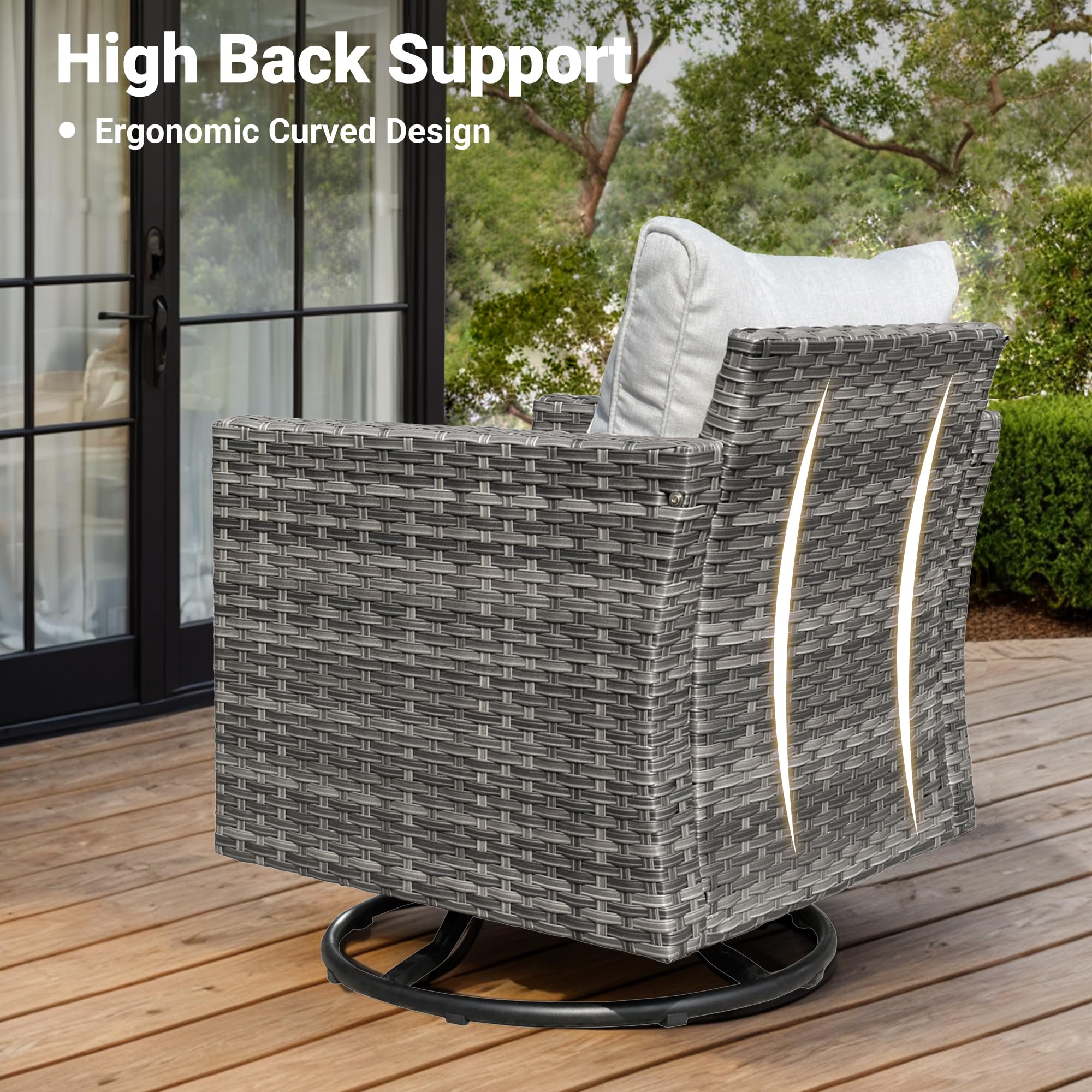 Ovios 7 Pieces Patio Furniture Set, Outdoor Wicker Sofa with Rocking Swivel Chairs