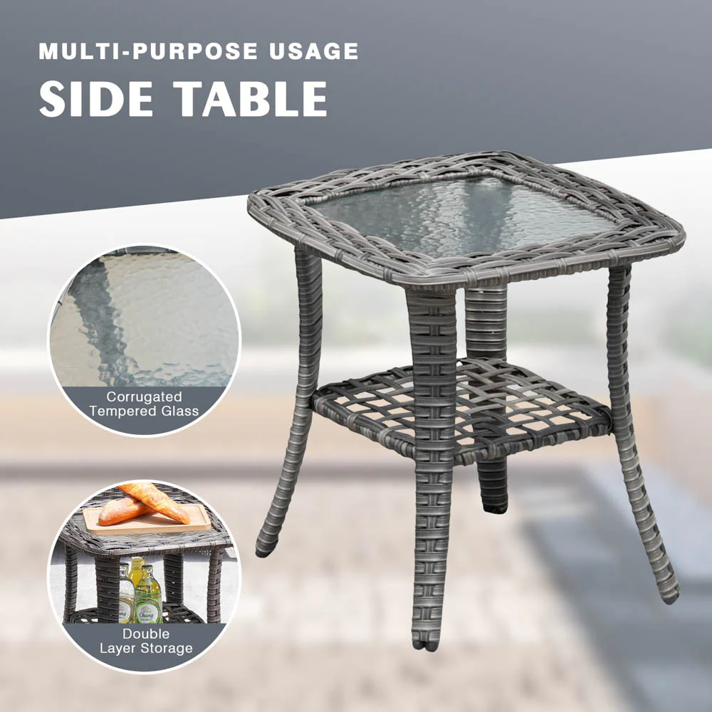 Ovios Patio Kenard 6-Piece Conversation Set with 30'' Propane Fire Pit Table and Rocking Chairs