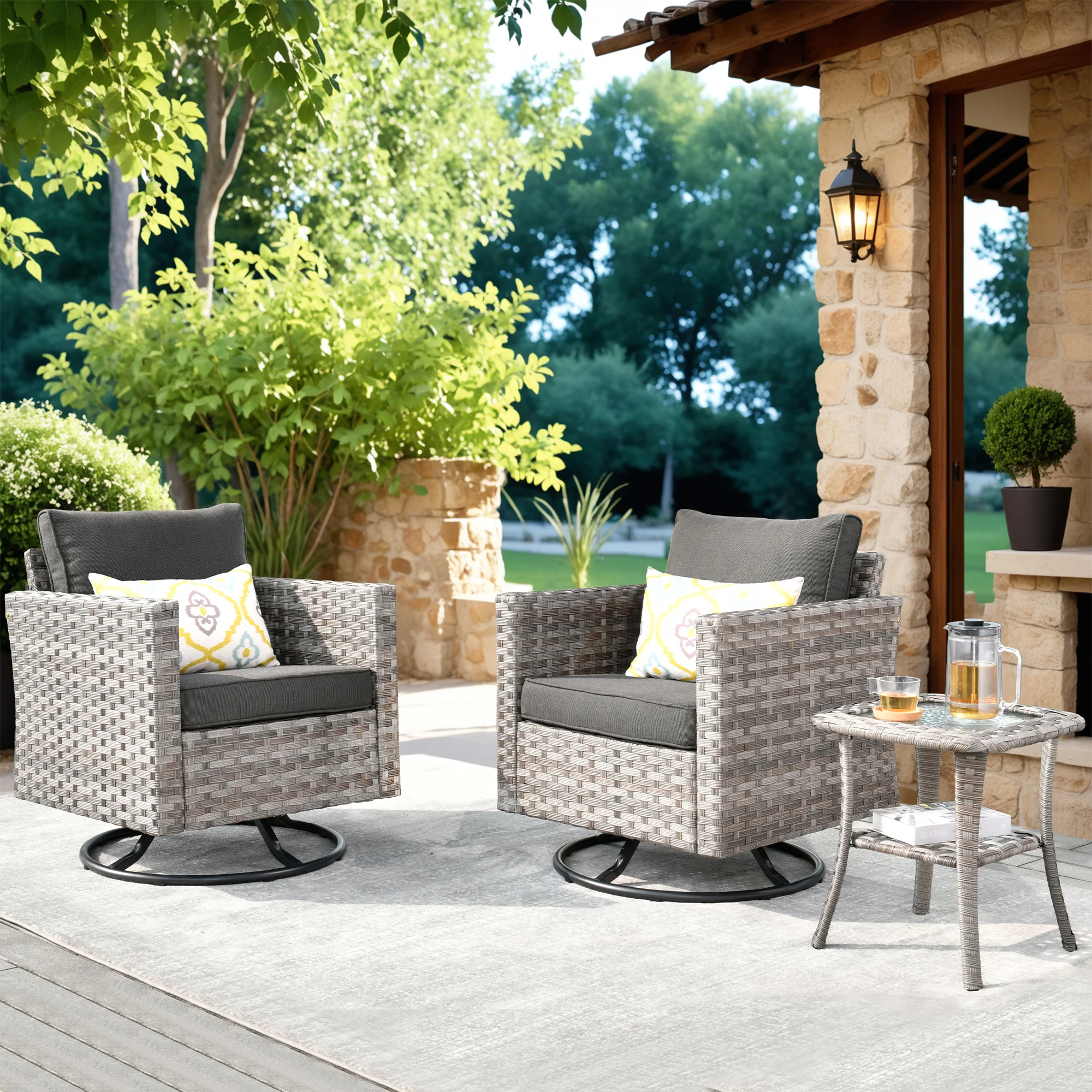 Ovios Rocking Chair Outdoor Table and Chairs matching BBR broad handrails series