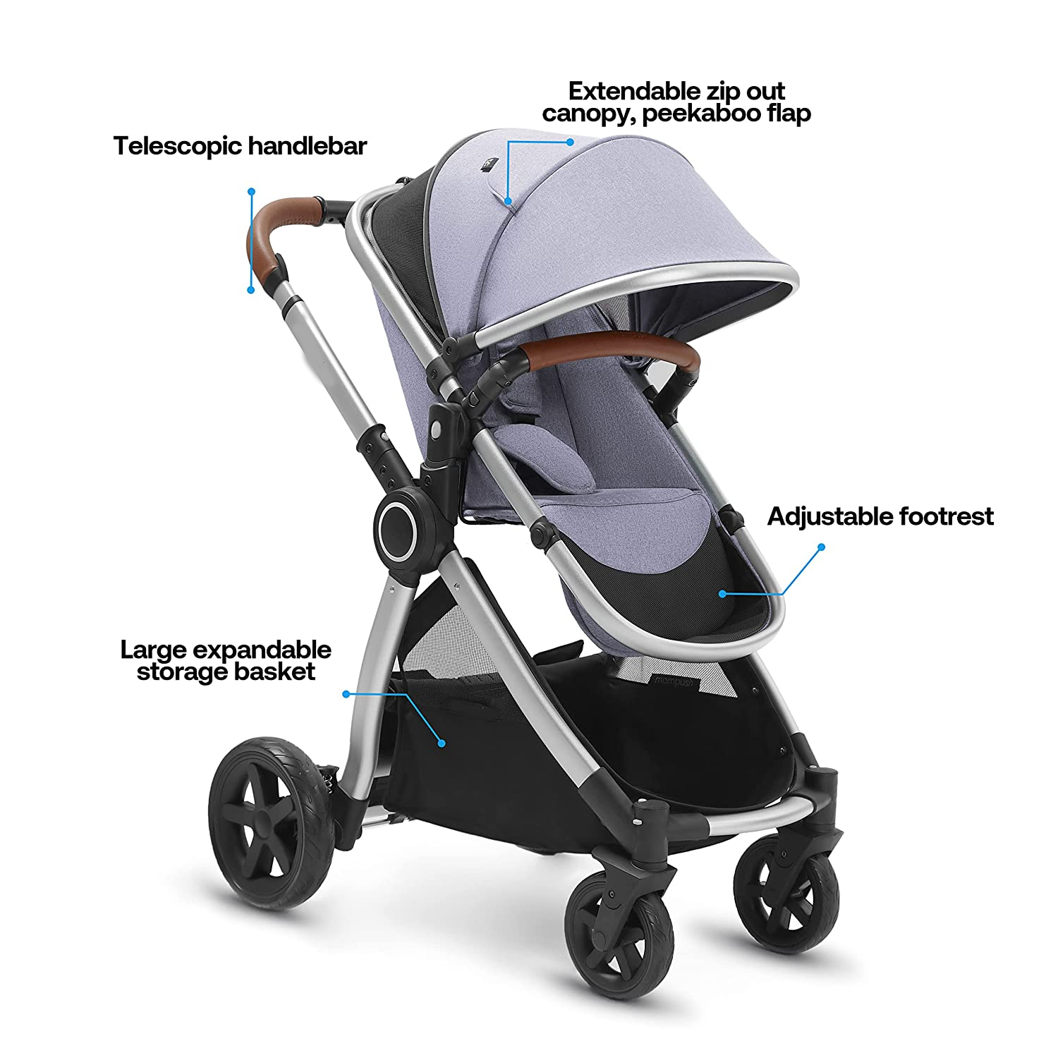 Baby Stroller with Removable Bassinet - Full-Size Baby Strollers for Comfortable Outings with Baby - Toddler Stroller with Reversible Stroller Seat - Smooth Glide Bassinet Stroller