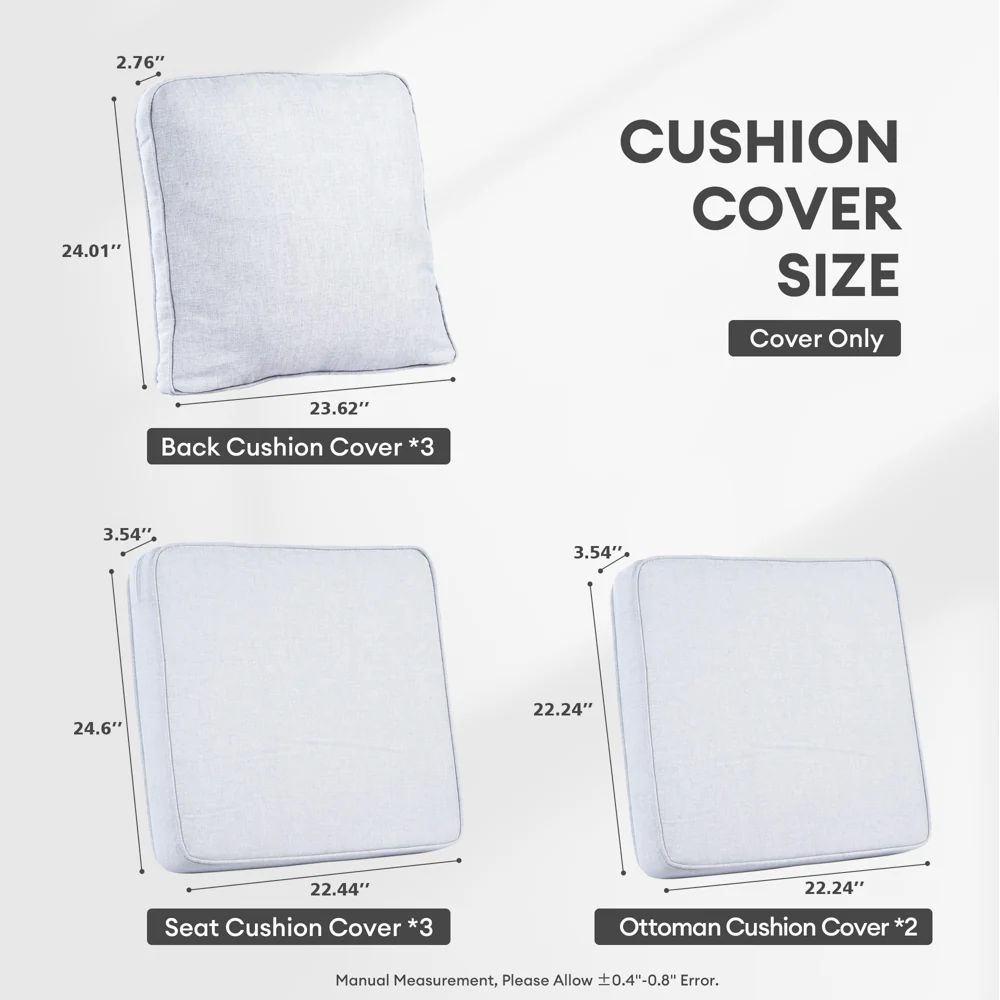 Ovios Kenard Series Replacement Seat, Back Cushion Cover(Refer to the Dimension in Description,Only cover)