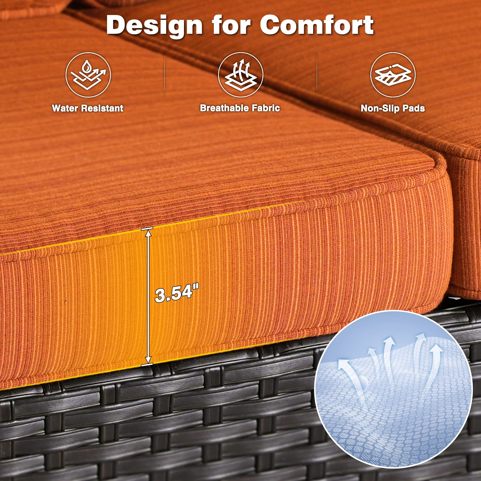 Ovios Outdoor Furniture 7-Piece with 42'' Fire Pit Table and Kenard 2 Rocking Chairs