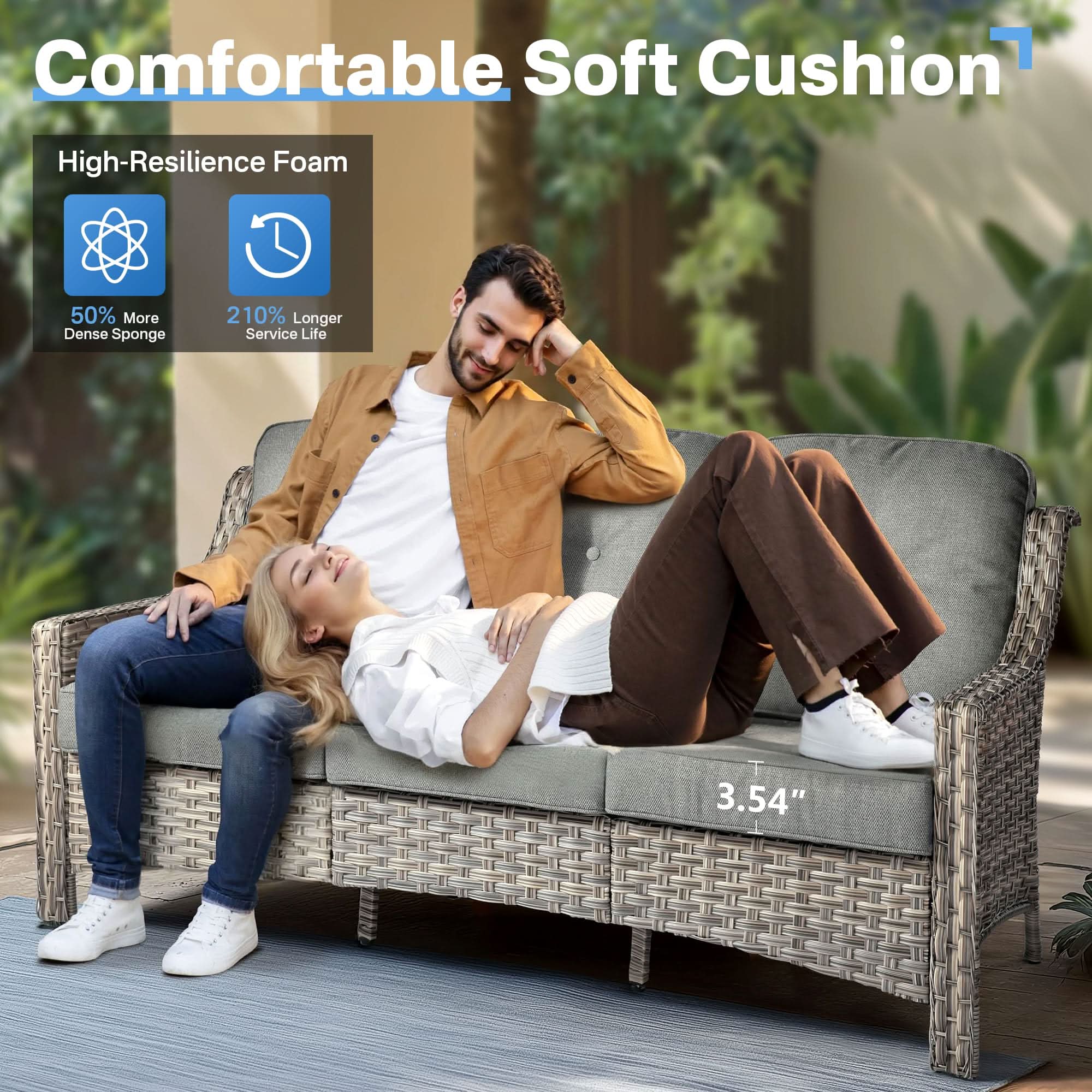 Ovios Outdoor 5 Pieces Coversation Set with 42