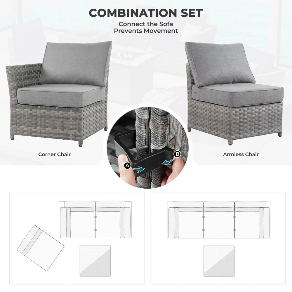 Ovios New Rimaru Series Patio Furniture Set 10-Piece include 42