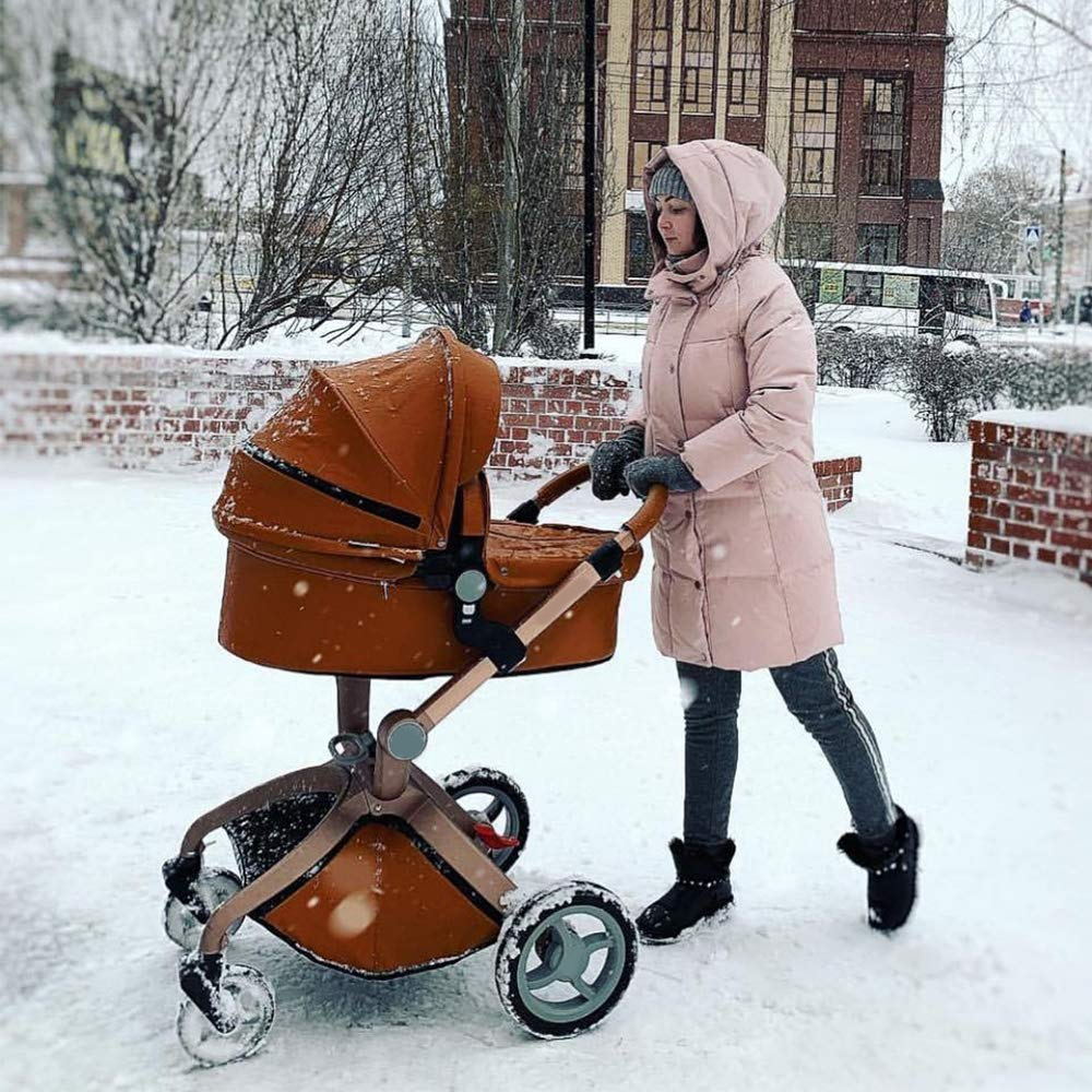 Baby Stroller: Baby Carriage with Adjustable Seat Height Angle and Four-Wheel Shock Absorption,ReversibleHigh Landscape and Fashional Pram (Grid)
