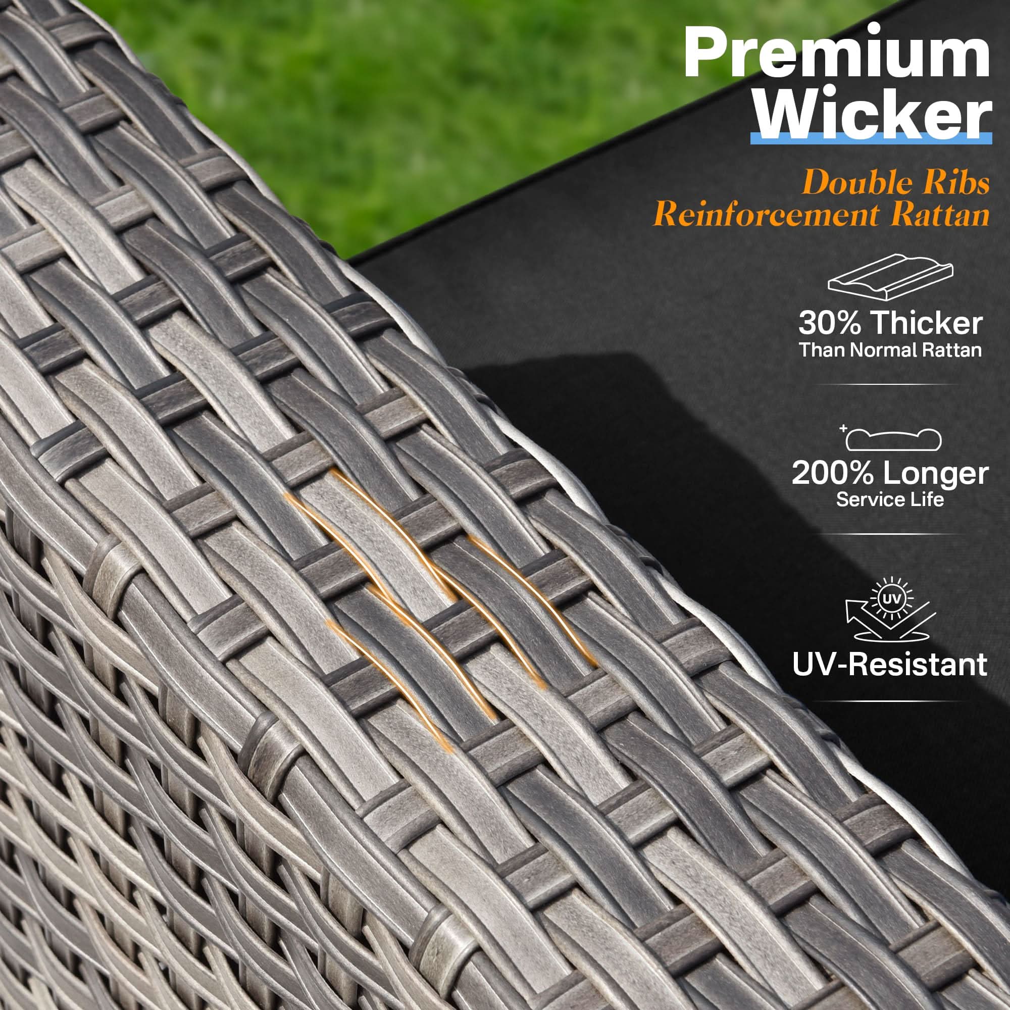 Ovios Outdoor 8 Piece Patio Furniture Set with Fire Pit Table,Conversation Sectional Wicker Couch with Coffee Table