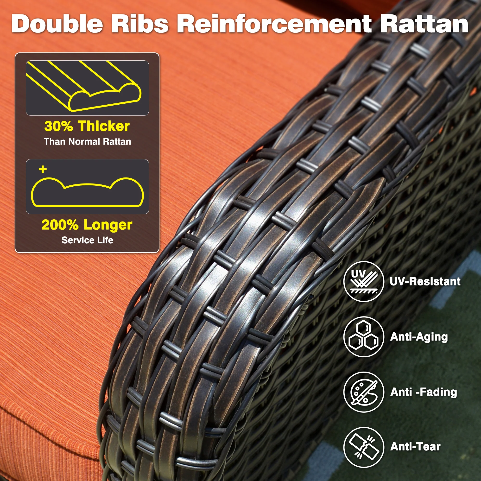 Ovios Outdoor Furniture 7-Piece with 42'' Fire Pit Table and Kenard 2 Rocking Chairs