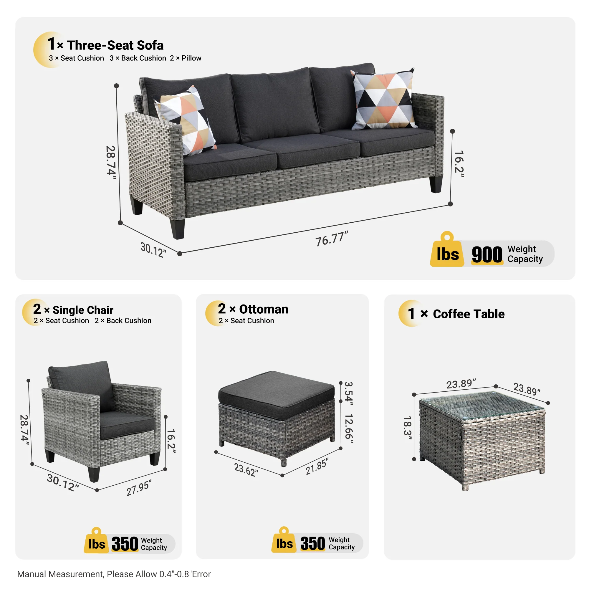 Ovios Patio Conversation Set New Vultros 6-Piece High Back with Cushions