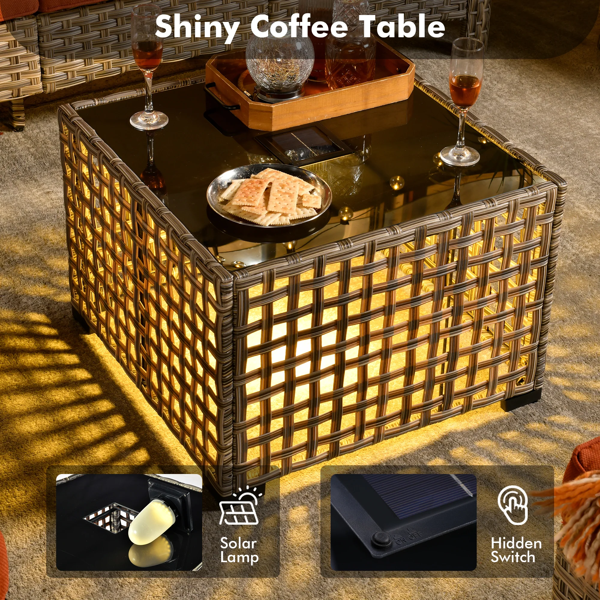 Ovios Conversation Set 5-Piece, PAD Series,Included Swivel Chair