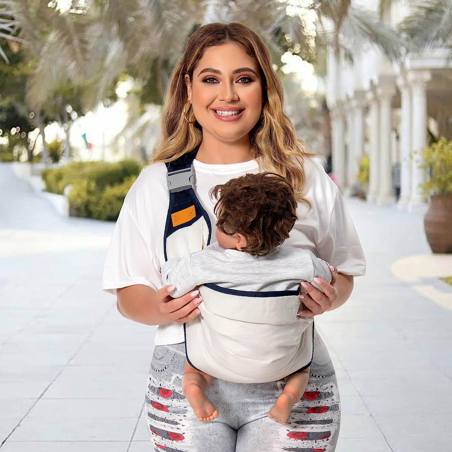 Baby Sling Carrier Newborn to Toddler, Lightweight Baby Carrier Sling, Baby Wrap Sling, Baby Hip Seat Carrier for Toddler Sling, Baby Holder Carrier, Nursing Sling, Carrying 7-45 lbs, Grey