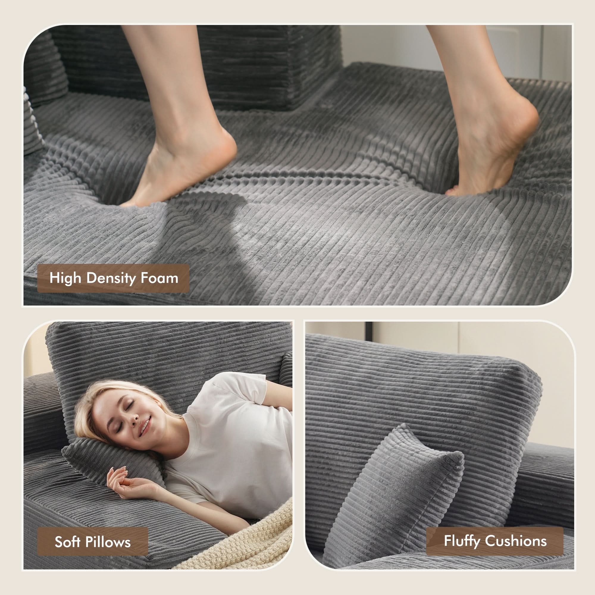 Ovios 67''x48'' Chaise Lounge Chair Indoor, Oversized Upholstered Sofa Bed