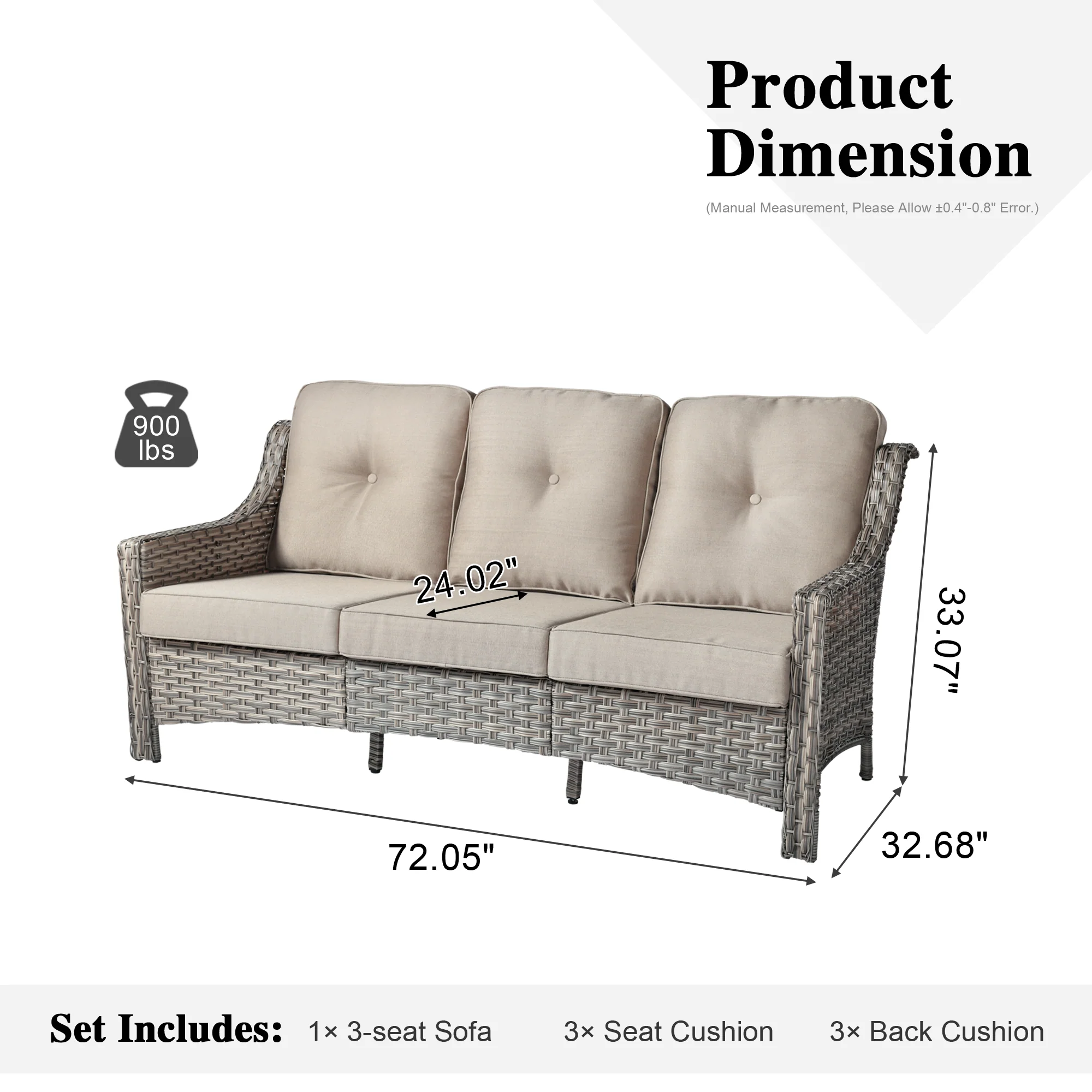 Ovios Outdoor 3-Seat Sofa PAD Series