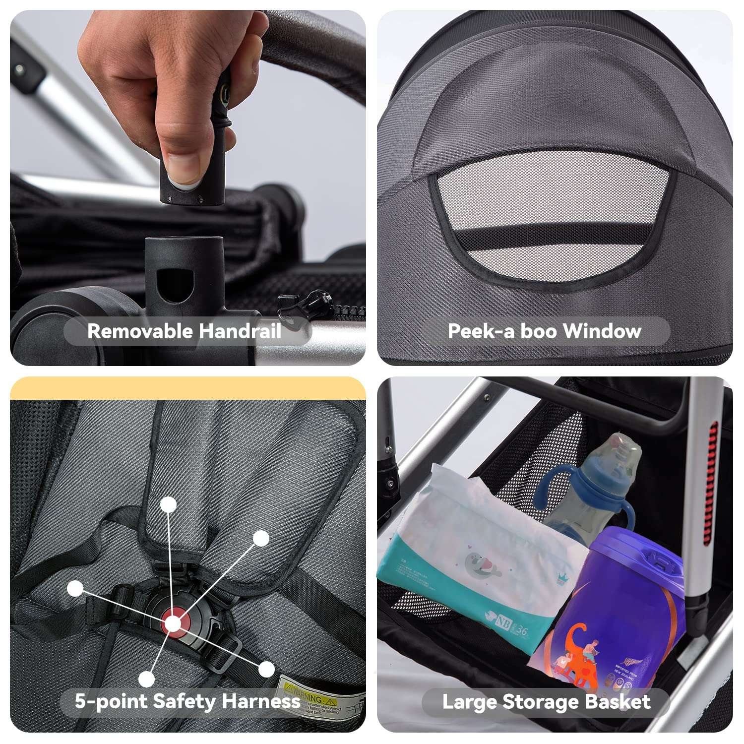 Baby Stroller - 2 in 1 High Landscape Convertible Stroller with Reversible Seat | Foldable Aluminum Alloy Pram Anti-Shock Toddler Pushchair Strollers for 0-36 Months Babies