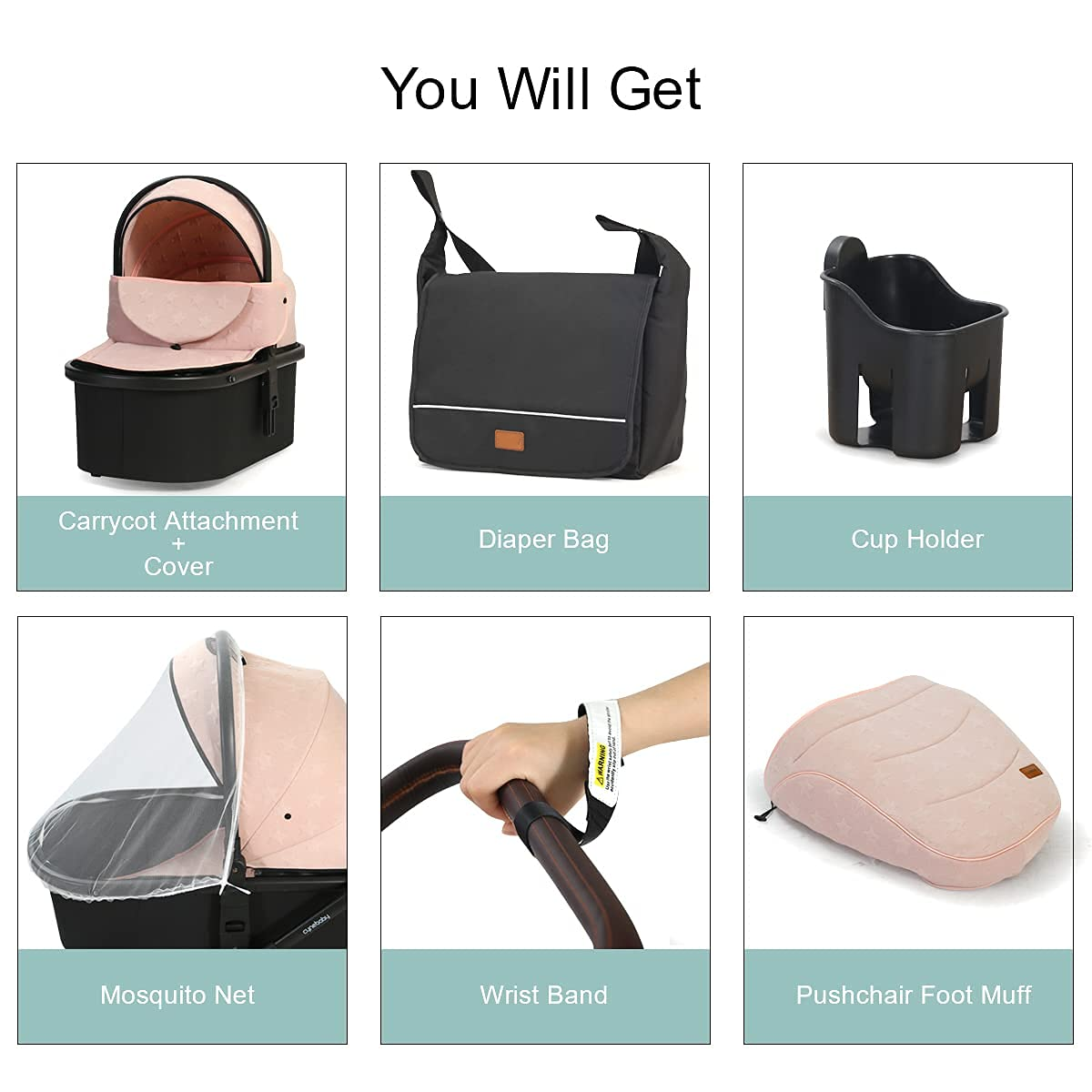 Newborn Infant Toddler Baby Stroller - Cynebaby 2 in 1 High Landscape Convertible Reversible Anti-Shock Bassinet Carriage Pram Stroller Add Cup Holder, Footmuff and Diaper Bag (Green)