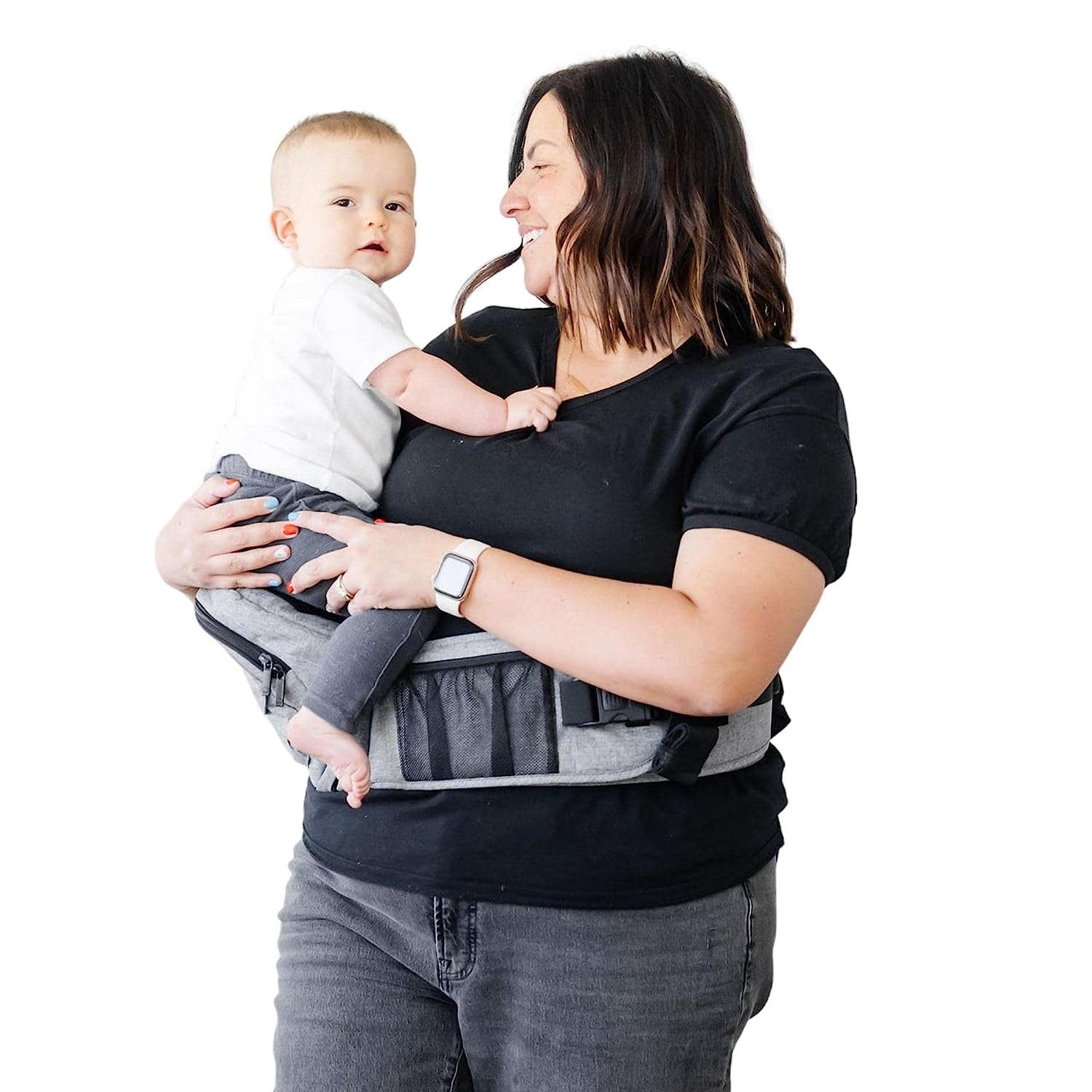 Safety-Certified Hip Seat Baby Carrier - Moms Choice Award Winner,  Ergonomic Carrier & Extenders for Newborns & Toddlers (Carrier, Grey)
