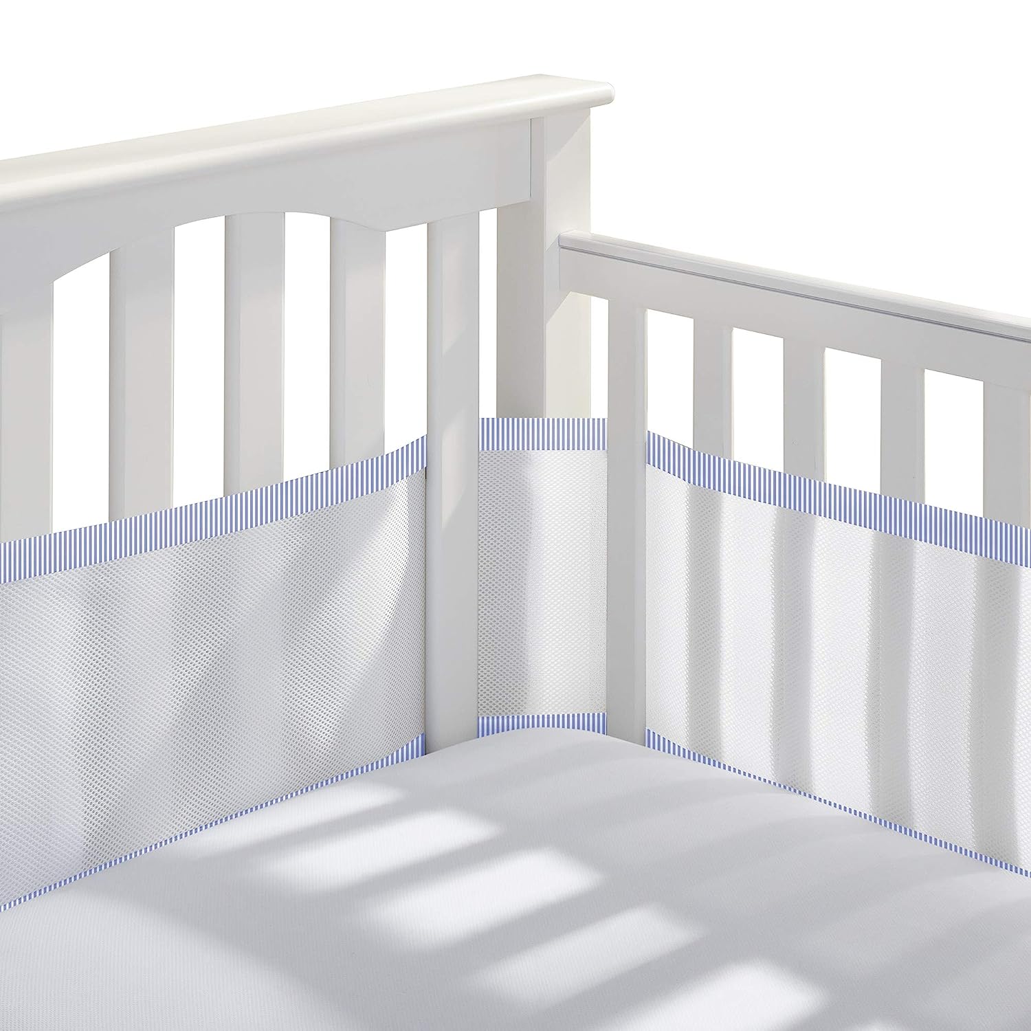 BreathableBaby Breathable Mesh Crib Liner C Classic Collection C White C Fits Full-Size Four-Sided Slatted and Solid Back Cribs C Anti-Bumper