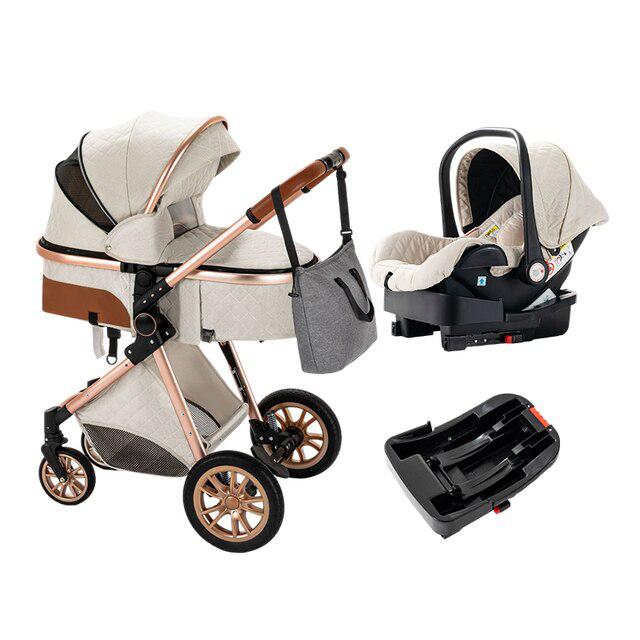 Creamy White Premium 3-in-1 Baby Stroller