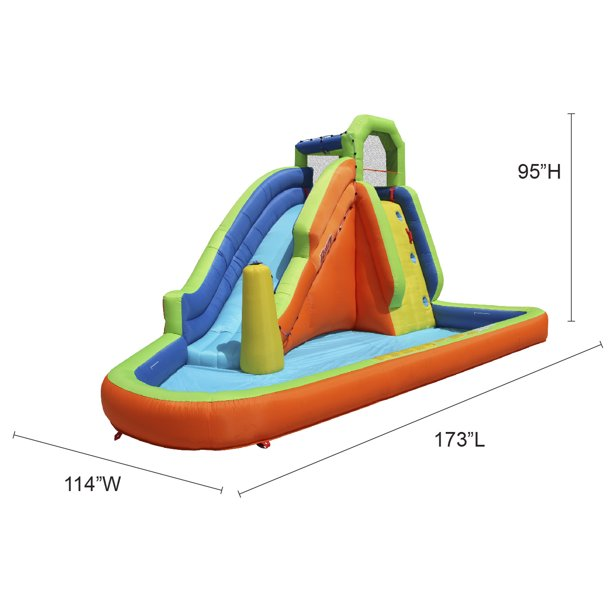 BANZAI Surf Rider Inflatable Water Park Play Center - Tunnel Water Slide & Climbing Wall - Outdoor Summer Fun For Kids & Families