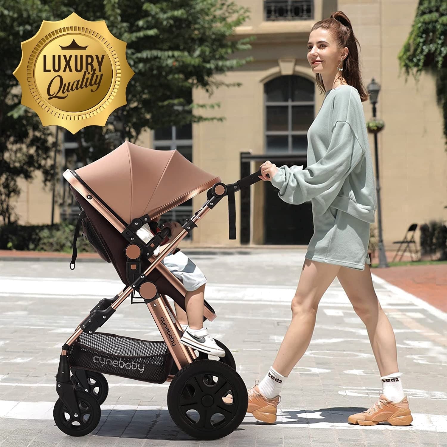 Luxury 2-In-1 Baby Infant Bassinet Stroller For All Terrain