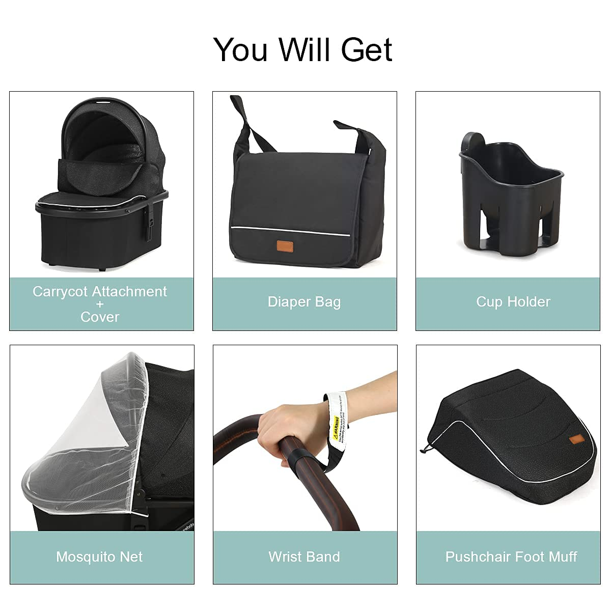 Newborn Infant Toddler Baby Stroller - Cynebaby 2 in 1 High Landscape Convertible Reversible Anti-Shock Bassinet Carriage Pram Stroller Add Cup Holder, Footmuff and Diaper Bag (Green)