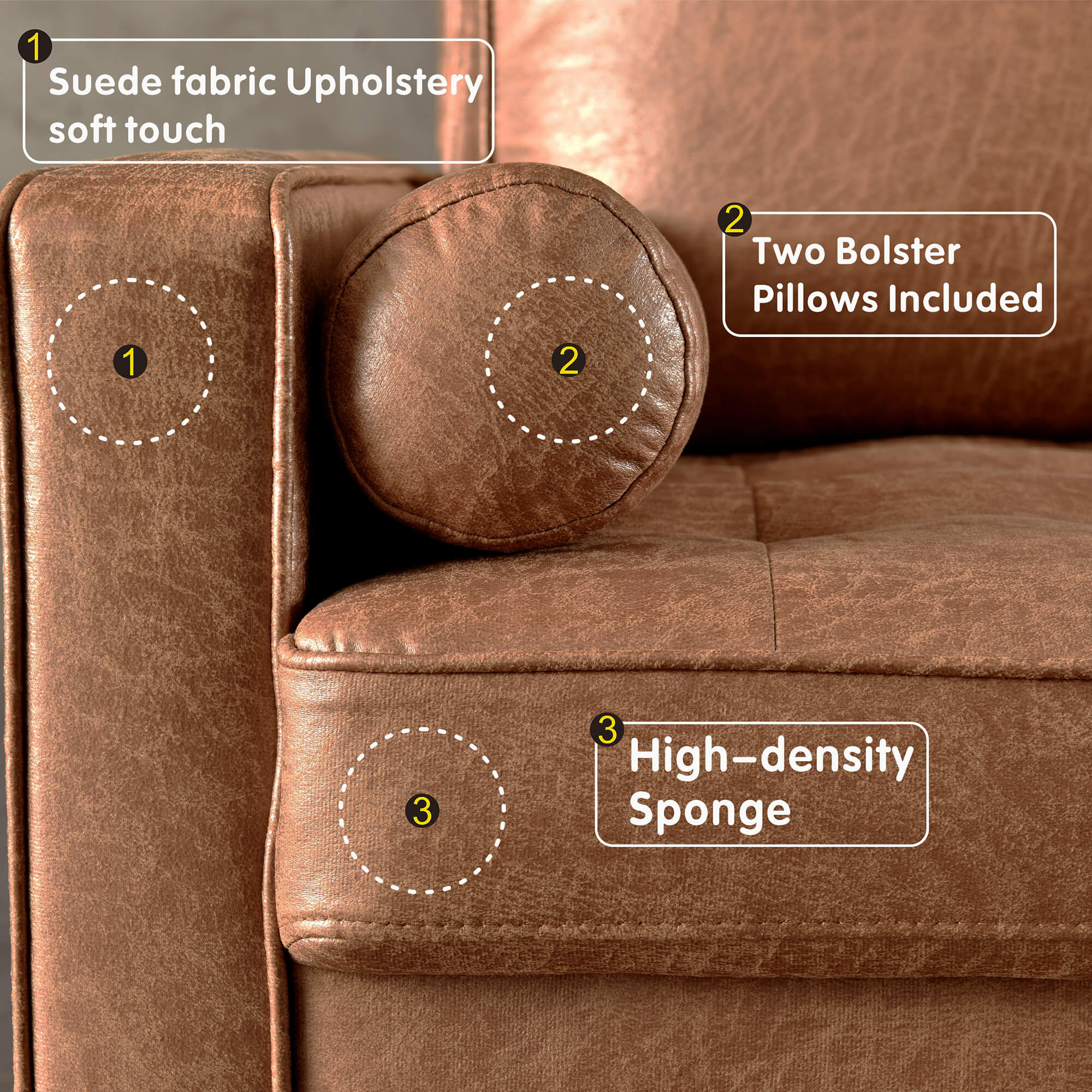 Ovios 83.07'' Mid Century Sectional Chaise Sofa, L-Shaped Couch