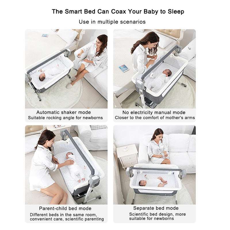 Electric Baby Crib Cradle Newborn Movable Rocking Bed Smart Portable Crib with Mosquito Net