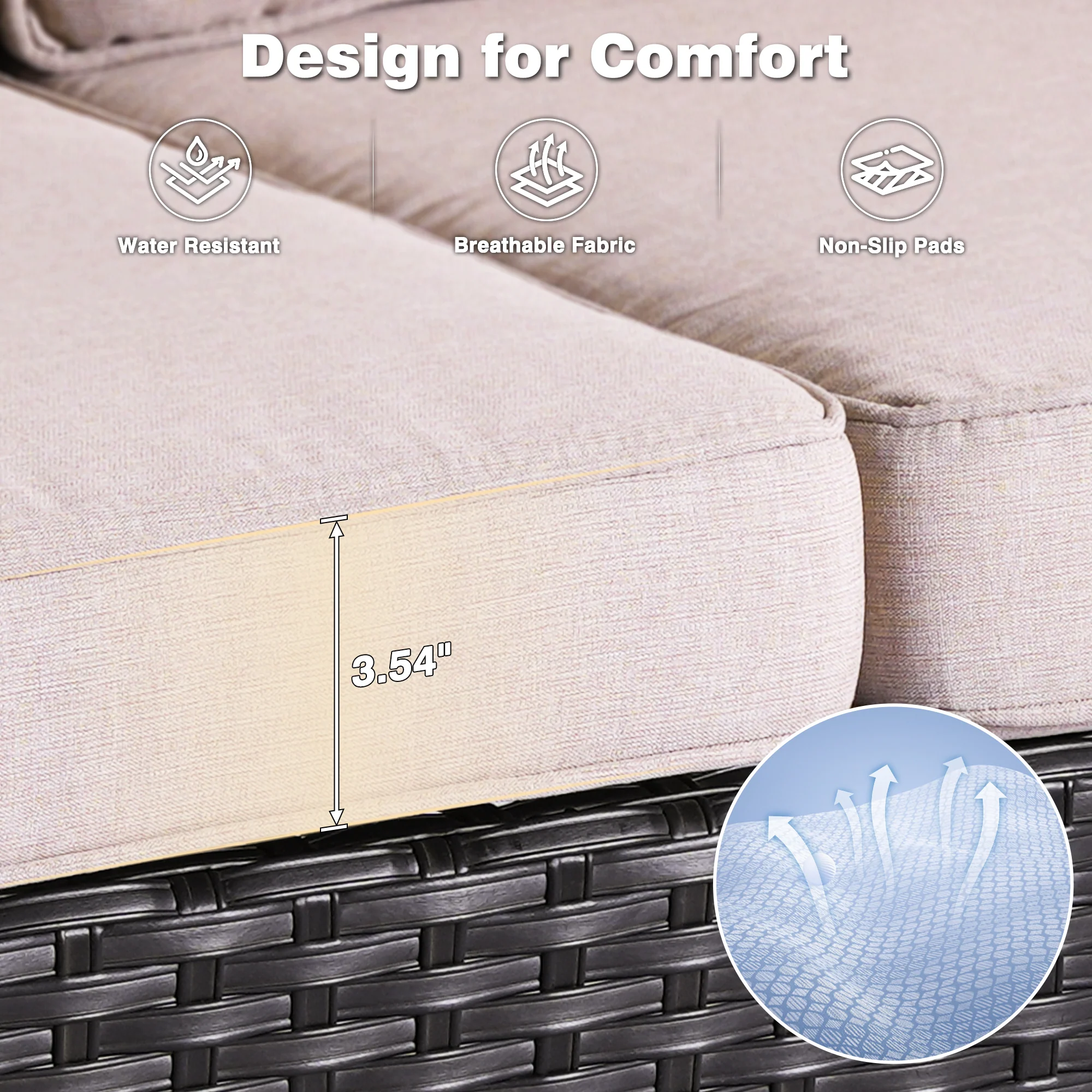 Ovios Outdoor Furniture 7-Piece with 42'' Fire Pit Table and Kenard 2 Rocking Chairs