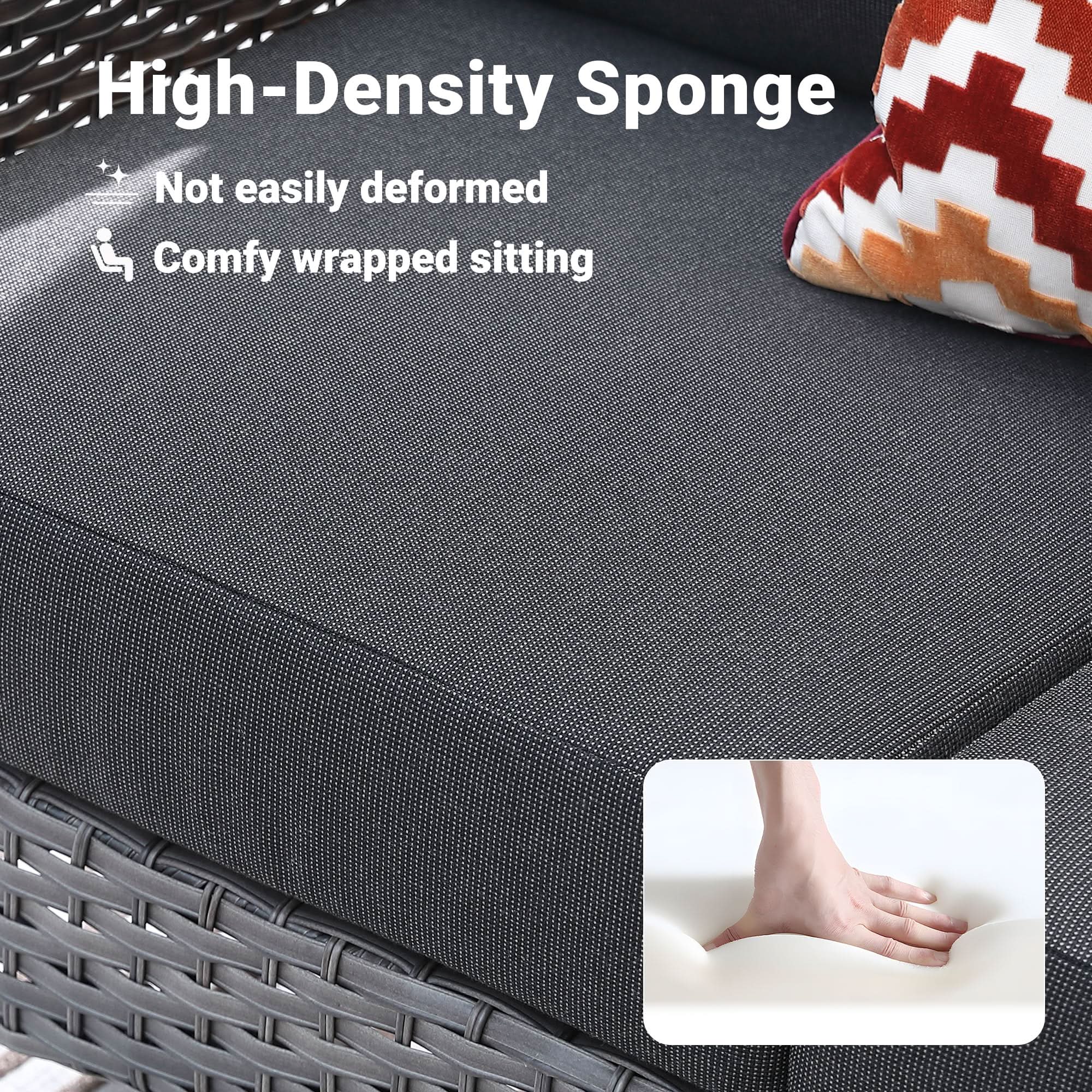 Ovios Patio Furniture Set New August 4 Piece High Back All Weather PE Wicker