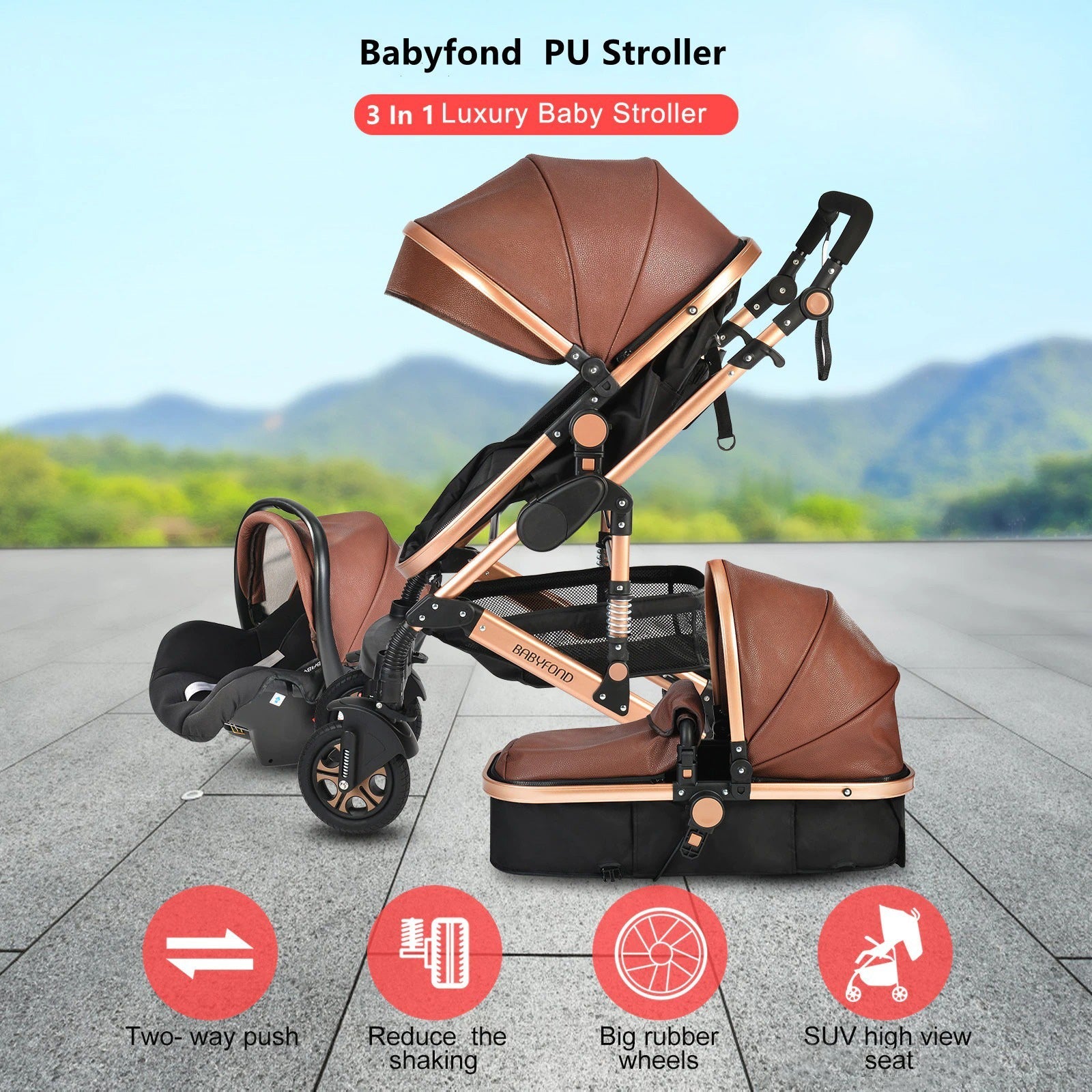 2023 Luxury 3-in-1 Baby Stroller Combo Car Seat Travel System