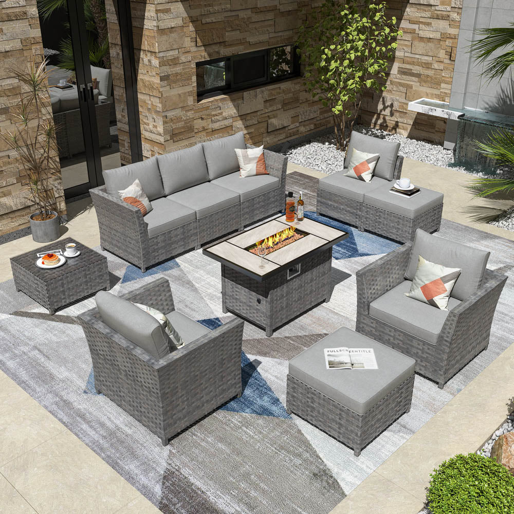 Ovios New Rimaru Series Patio Furniture Set 10-Piece include 42